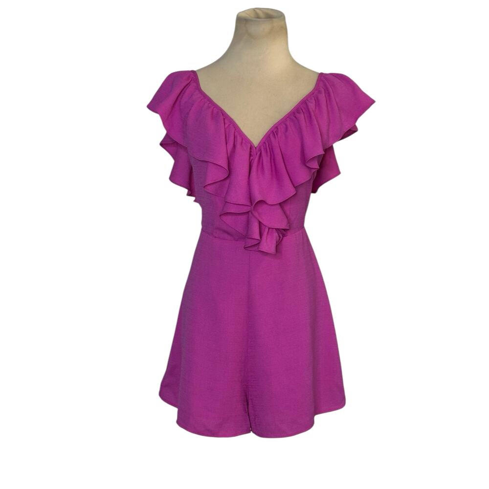 American Threads Fuchsia Ruffled Open Crossed Bac… - image 1